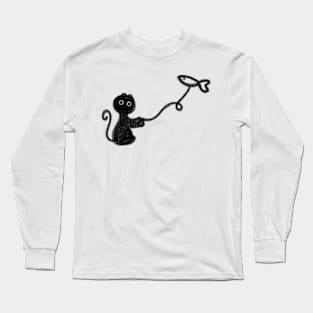 Cat catching a fish Long Sleeve T-Shirt